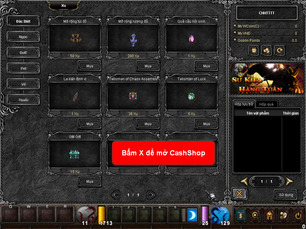 Chức năng chính của Game MU Bảo Kim Chức năng chính của Game MU Bảo Kim